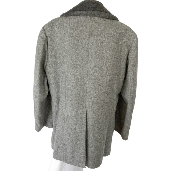 VINTAGE MENS FLEECE LINED DOUBLE BREASTED WOOL OVERCOAT 1970’s SZ 44 - Picture 6 of 11